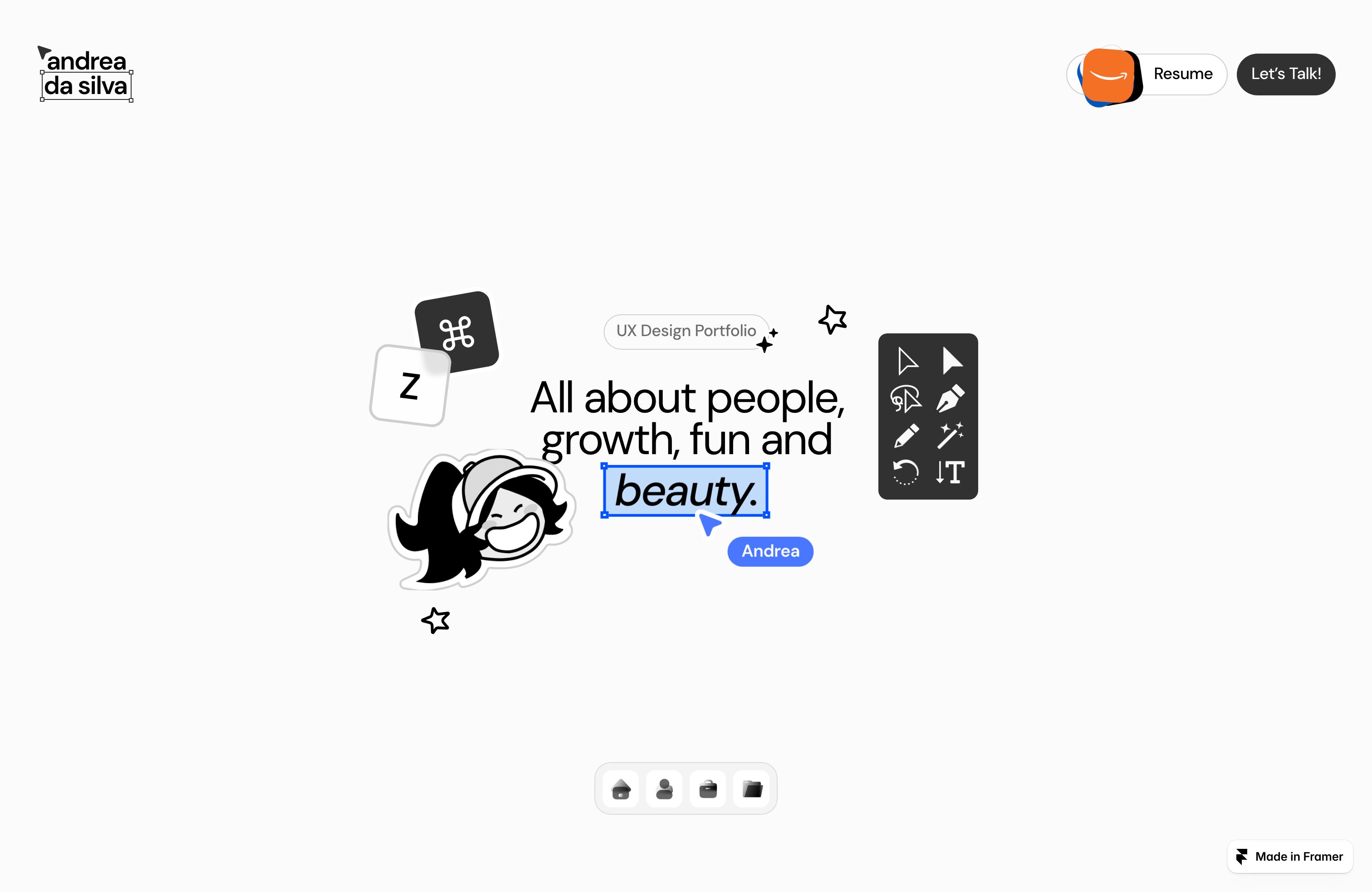 Screenshot of Andrea Da Silva's portfolio