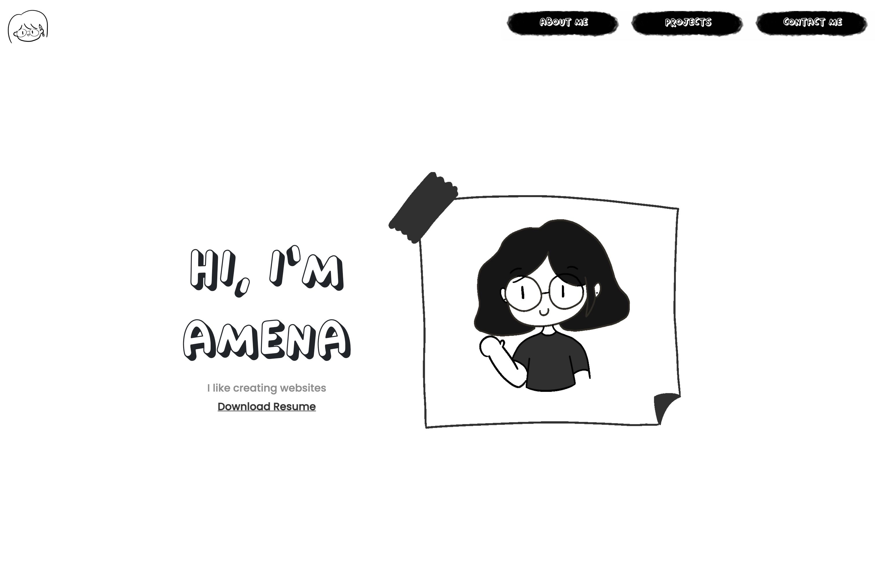 Screenshot of Amena Saher's portfolio