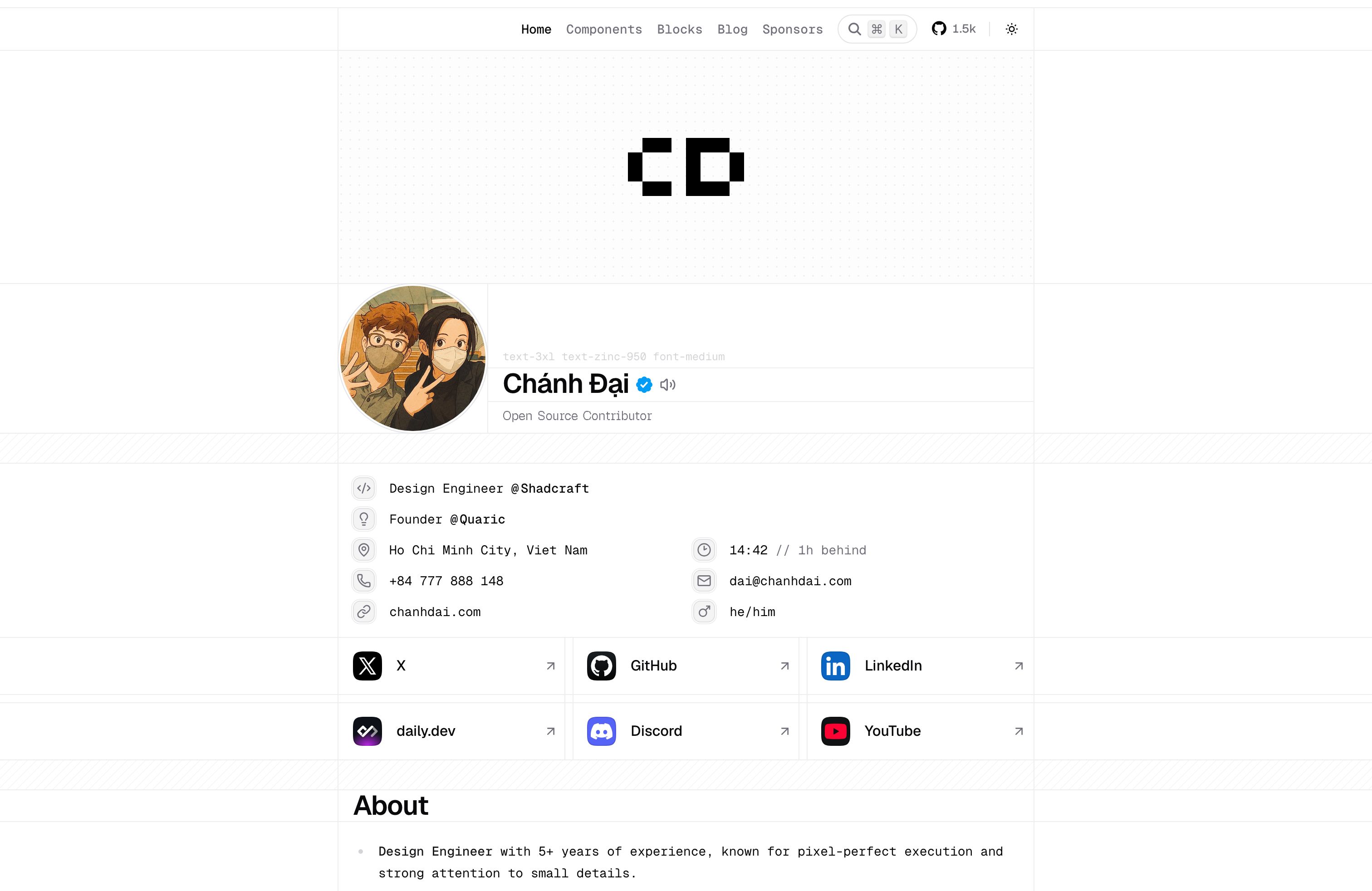 Screenshot of Chánh Đại's portfolio
