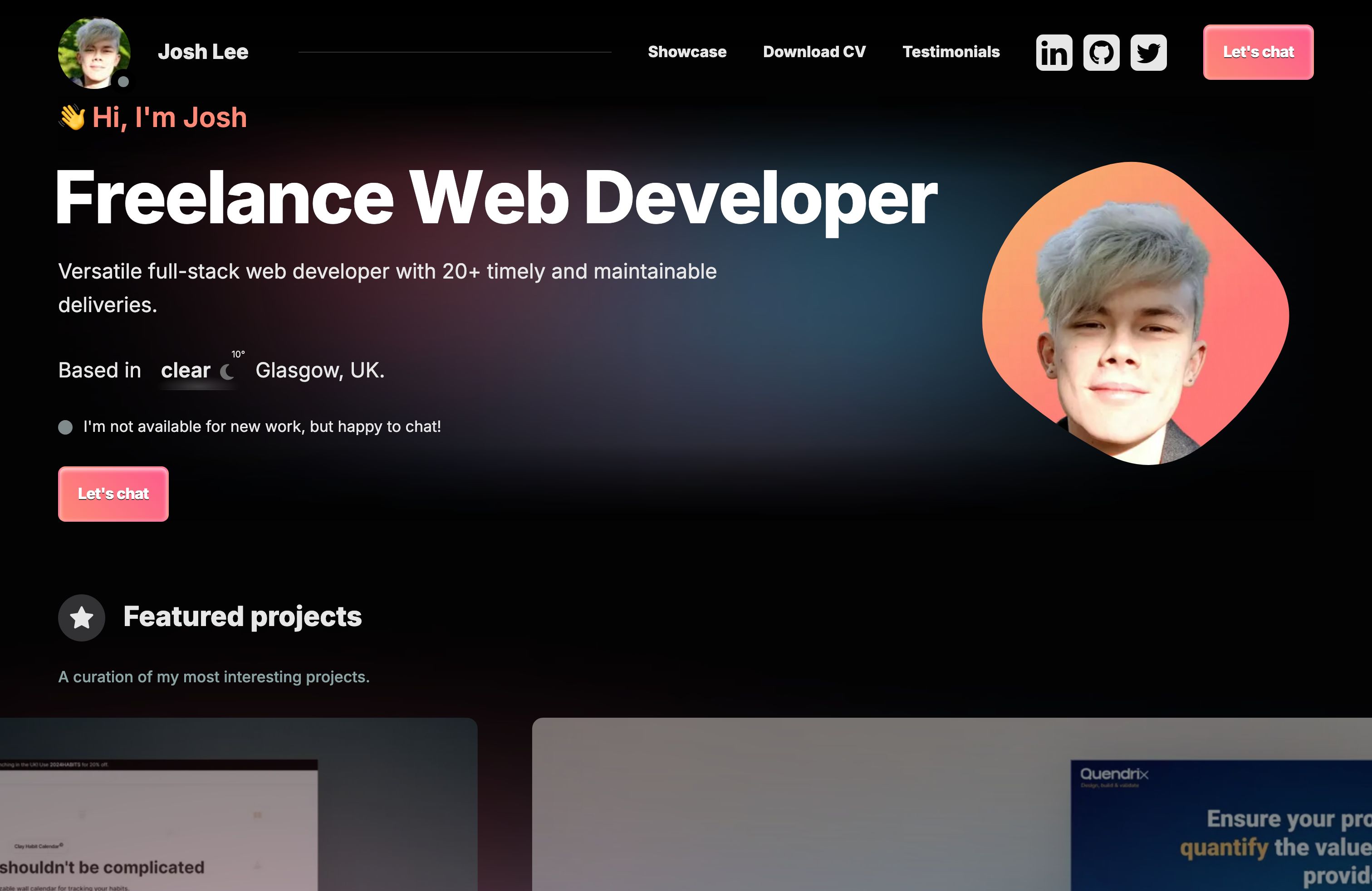 Screenshot of Joshb Lee's portfolio