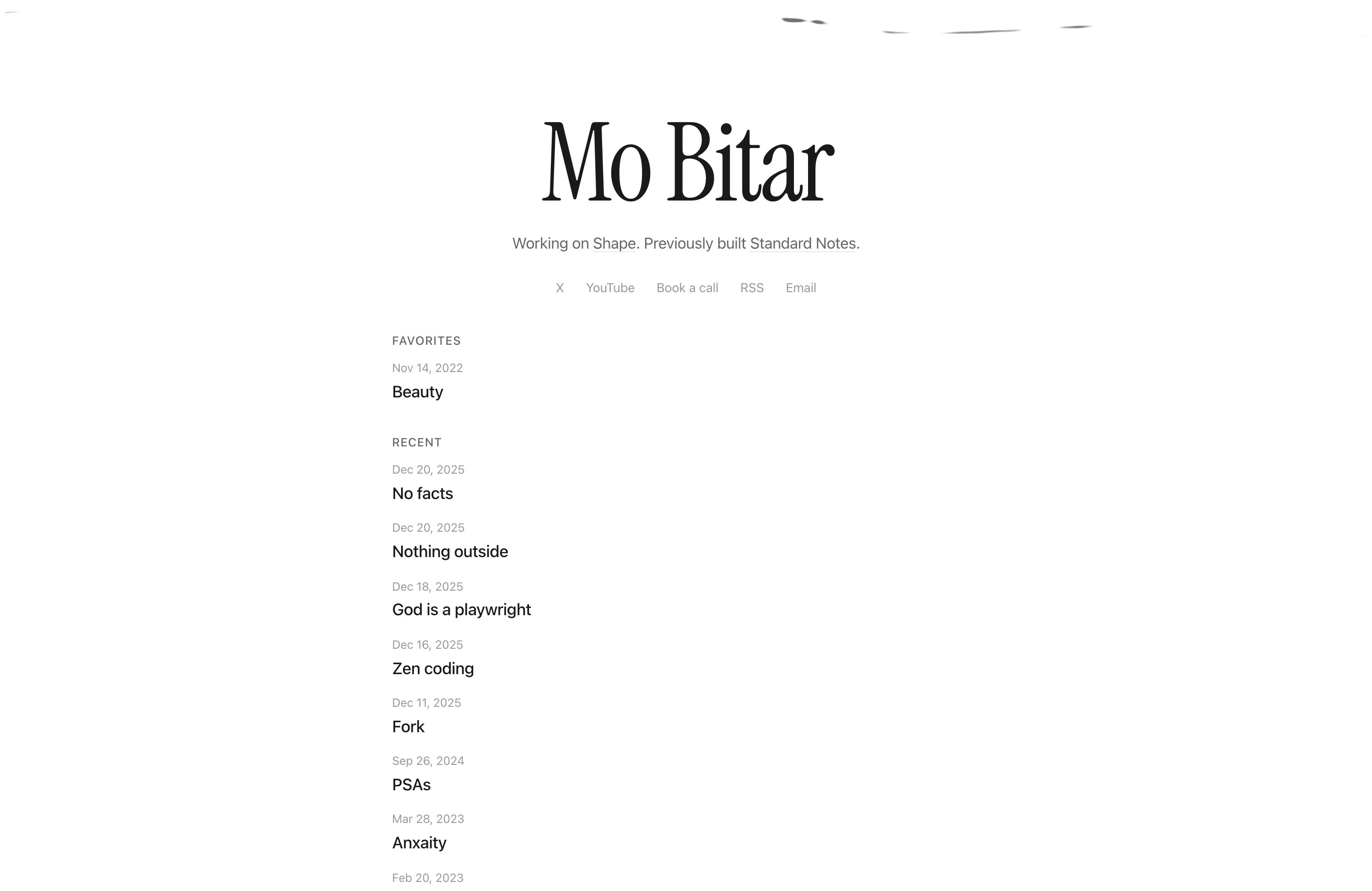 Screenshot of Mo Bitar's portfolio
