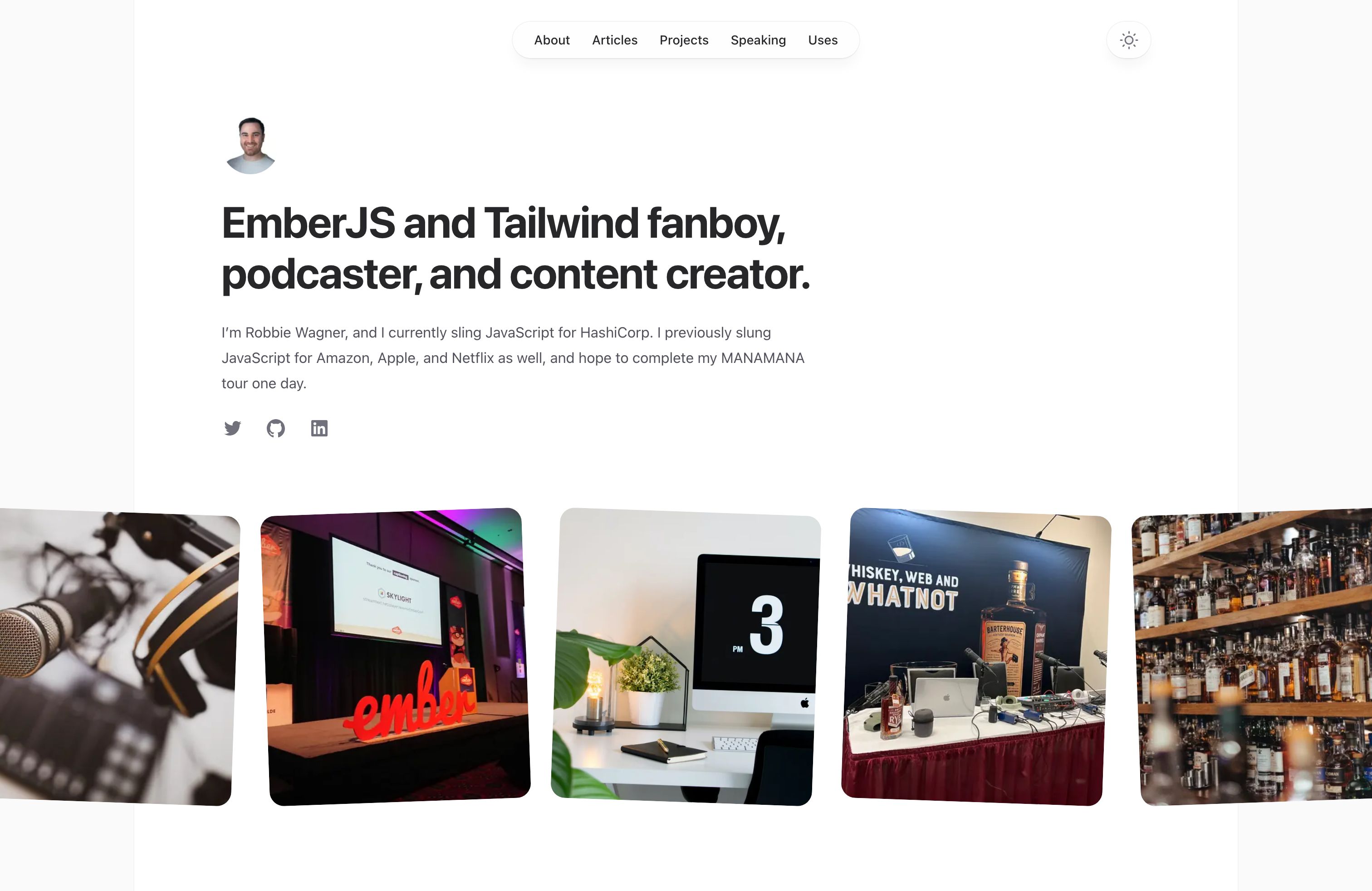 Screenshot of Robbie Wagner's portfolio