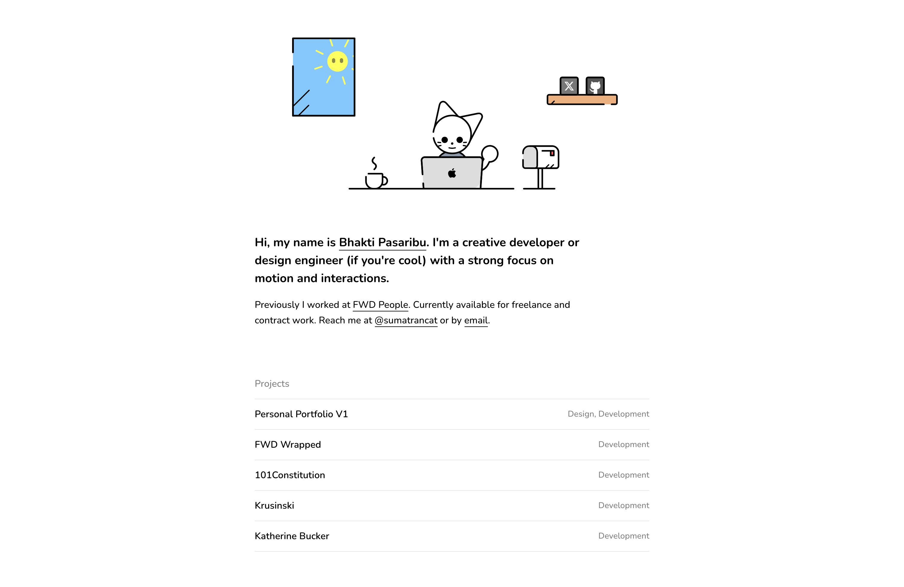 Screenshot of Sumatran's portfolio